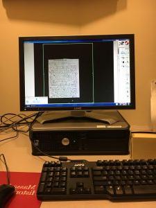 Microfilm reader in use at the MHS