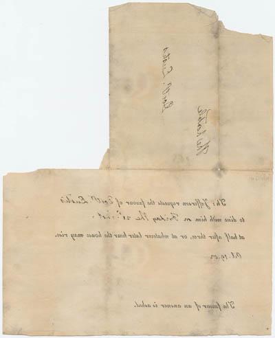 Dinner invitation from Thomas Jefferson to William Eustis, 19 October 1803 
