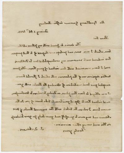 约翰·昆西·亚当斯致威廉·尤斯蒂斯的信，1823年10月1日手稿